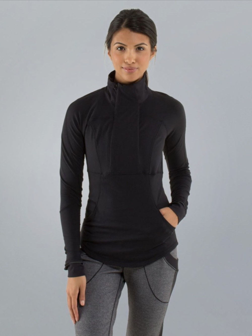 Lululemon Black Base Runner 1/2 Zip Pullover Jacket, size 2